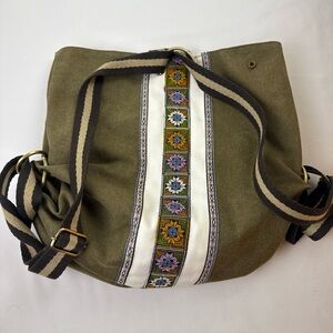 Olive Green Embroidered Shoulder Bag